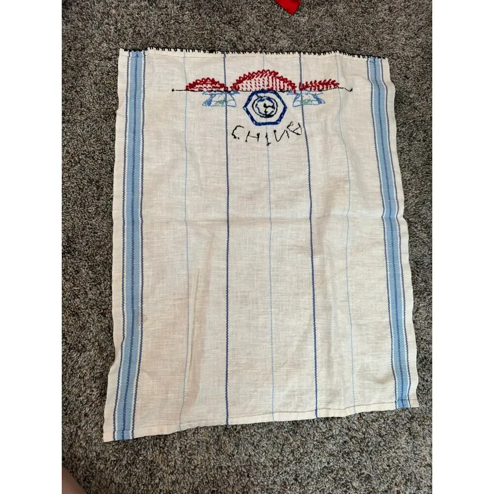 Vintage Hand Embroidered China Tea Towel Approx 20